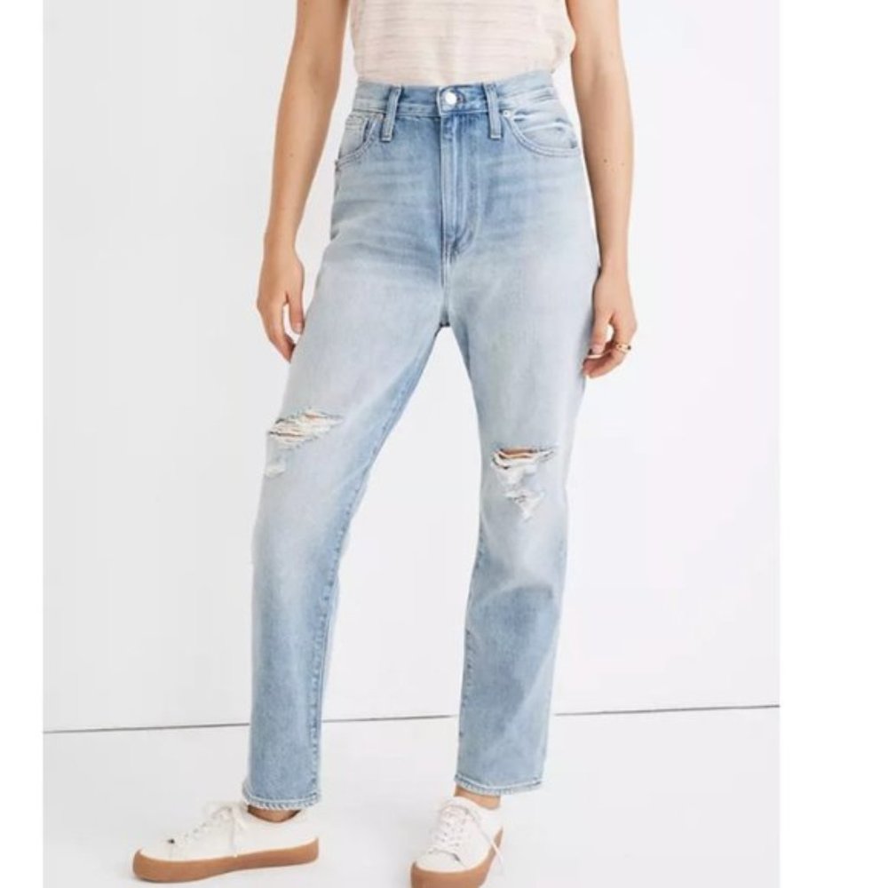 Madewell The Momjean Ripped Edition Gilford Wash Jeans - Size 28